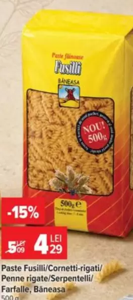 Paste Fusilli/Cornetti-rigati/Penne rigate/Serpentelli/Farfalle