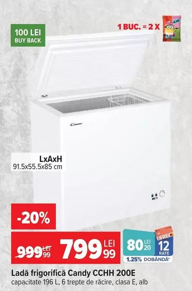 Alb - Ladă frigorifică CANDY CCHH 200E