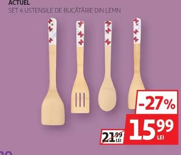 Actuel - SET 4 UTENSILS DE BUCĂTĂRIE DIN LEMN