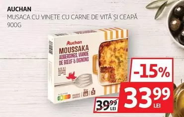 Auchan - MUSACA CU VINETE CU CARNE DE VITĂ ȘI CEAPĂ