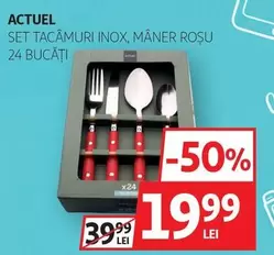 Actuel - SET TACÂMURI INOX, MÂNER ROȘU