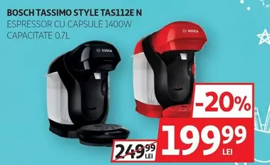 Bosch - TASSIMO STYLE TAS112E N ESPRESSOR CU CAPSULE 1400W CAPACITATE 0.7L