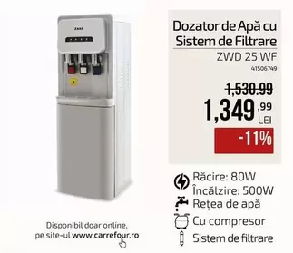Dozator de Apă cu Sistem de Filtrare ZWD 25 WF