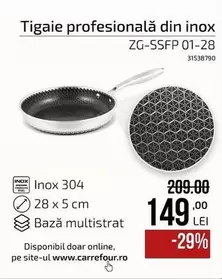 Tigaie profesională din inox ZG-SSFP 01-28