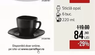 Sticlă opal 6 buc.