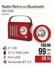 Radio Retro cu Bluetooth EM 1006