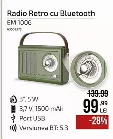 Radio Retro cu Bluetooth EM 1006
