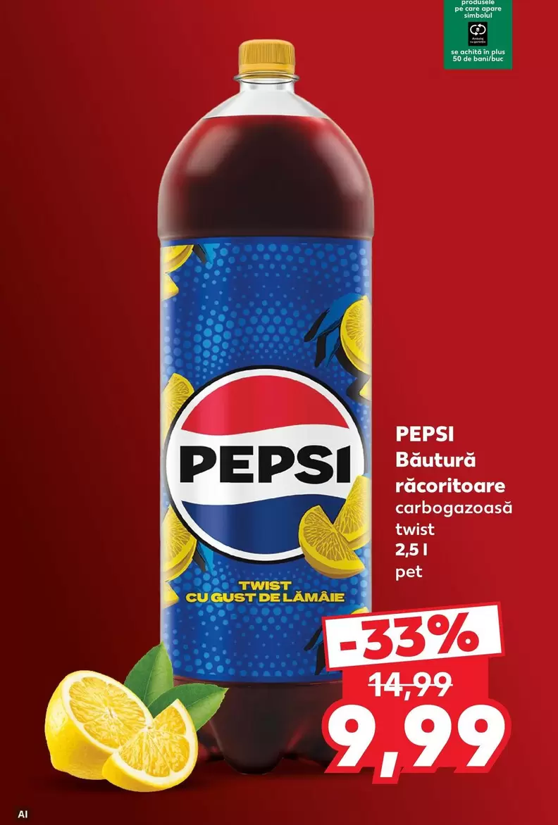 Pepsi - Băutură răcoritoare carbogazoasă twist cu gust de lămâie