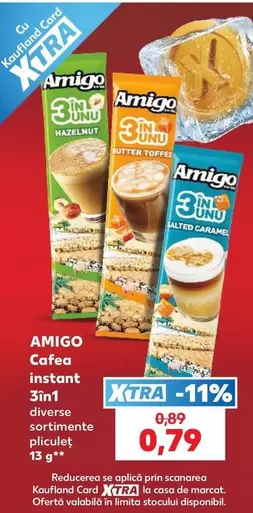 Amigo - Cafea instant 3in1 diverse sortimente pliculeț 13 g**