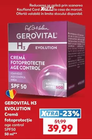 Gerovital - Crema Fotoprotecție Age Control