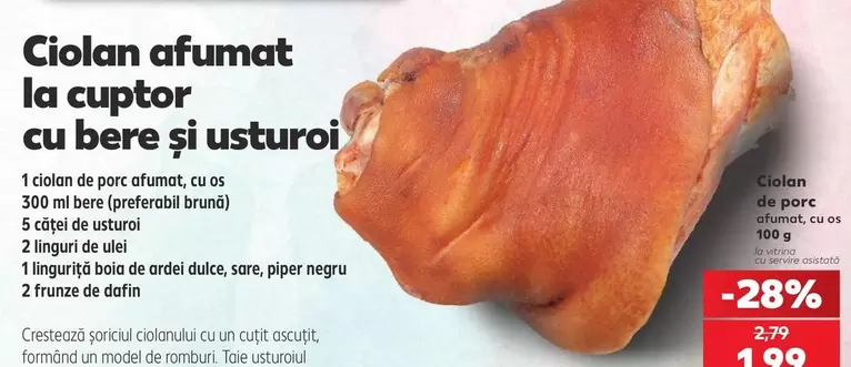 Ciolan afumat la cuptor cu bere și usturoi