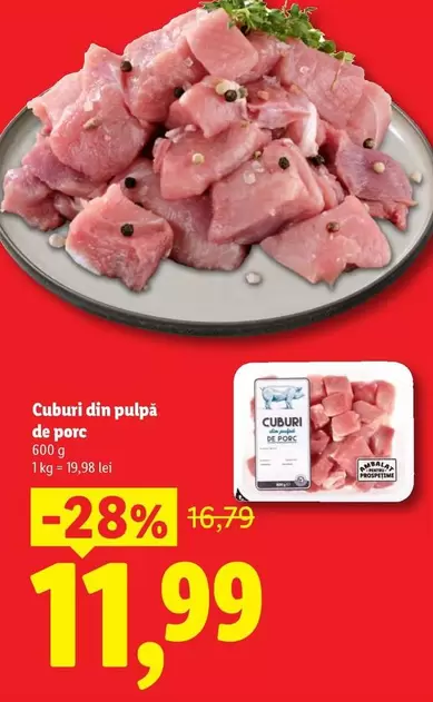 Cuburi din pulpă de porc