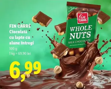 Ciocolată cu lapte cu alune intregi
