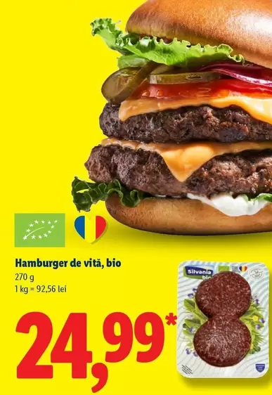 Hamburger de vită, bio