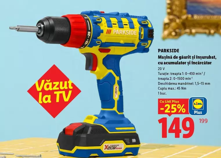 Mașină de găurit și înșurubat, cu acumulator și încărcător