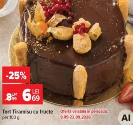 Tort Tiramisu cu fructe
