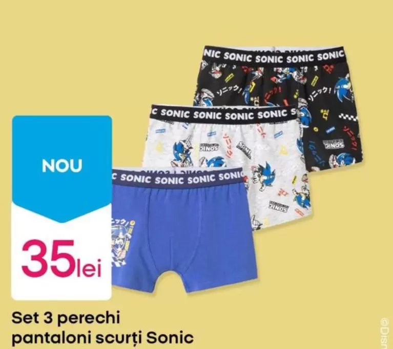 Sonic - Set 3 perechi pantaloni scurți