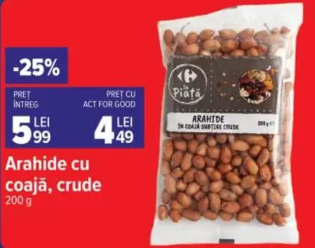 Arahide cu coajă, crude