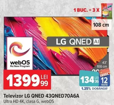 Lg - Televizor QNED 43QNED70A6A Ultra HD 4K, clasa G, webOS