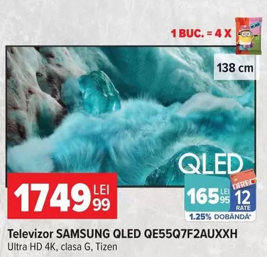 Televizor QLED QE55Q7F2AUXXH Ultra HD 4K, clasa G, Tizen