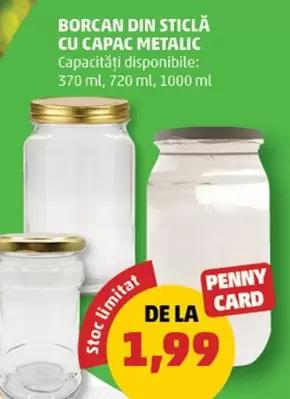 Borcan din sticlă cu capac metalic