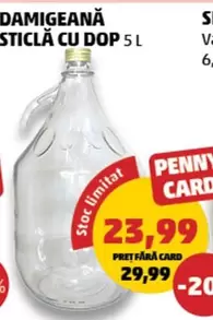 DAMIGEANĂ STICLĂ CU DOP 5L