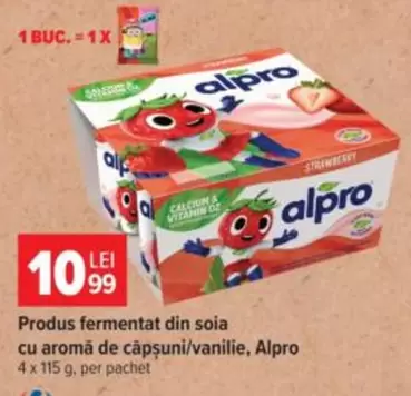 Alpro - Produs fermentat din soia cu aroma de capsuni/vanilie