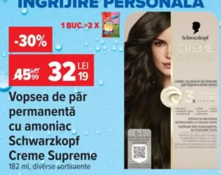 Supreme - Vopsea de păr permanentă cu amoniac Creme