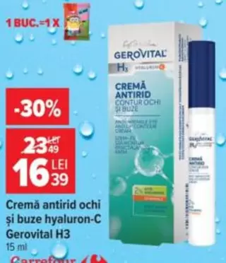 Gerovital - Cremă antirid ochi și buze hyaluron-C