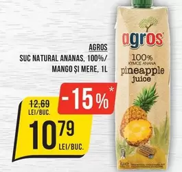 SUC NATURAL ANANAS, 100%/ MANGO ȘI MERE