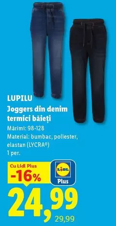 Joggers din denim termici băieți