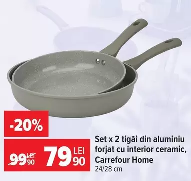 Set x 2 tigăi din aluminiu forjat cu interior ceramic