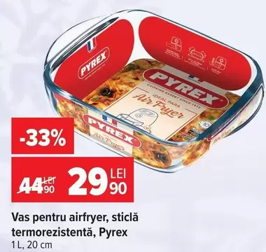 Vas pentru airfryer, sticlă termorezistentă
