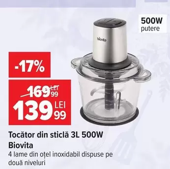 Biovita - Tocator din sticlă 500W