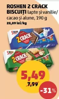 2 CRACK BISCUITI lapte si vanilie/cacao si alune