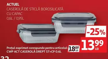Actuel - CASEROLĂ DE STICLĂ BOROSILICATĂ CU CAPAC