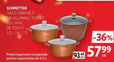 Schmitter - Oală ceramică din aluminiu turnat cu capac de sticlă
