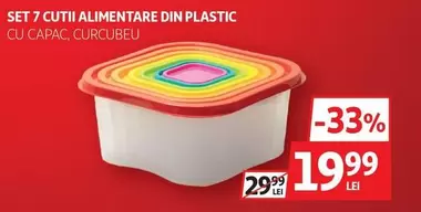 SET 7 CUTII ALIMENTARE DIN PLASTIC CU CAPAC, CURCUBEU