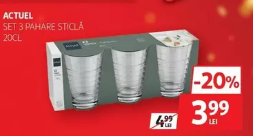 Actuel - SET 3 PAHARE STICLĂ 20CL