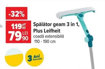 Spălător geam 3 în 1, coadă extensibilă 110 - 190 cm