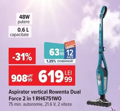 Vertical - Aspirator vertical Force 2 in 1 RH6751WO