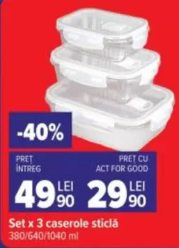 Set x 3 caserole sticlă