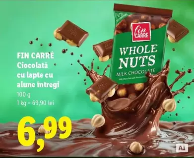 Ciocolată cu lapte cu alune intregi
