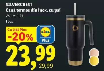 Cană termos din inox, cu pai