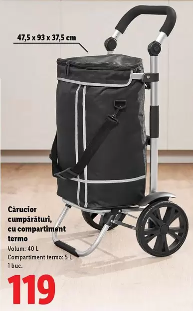 Cărucior cumpărături, cu compartiment termo