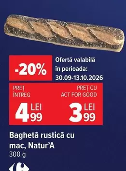 Baguhetă rustică cu mac