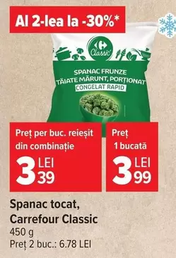 Spanac frunze taiate marunt, portionat