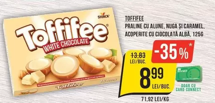 Praline cu alune, nuga și caramel, acoperite cu ciocolată albă