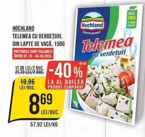 TELEMEA CU VERDEȚURI, DIN LAPTE DE VACĂ