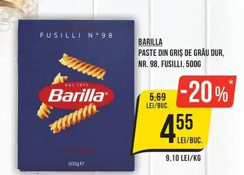 PASTE DIN GRIS DE GRÂU DUR, NR. 98, FUSILLI